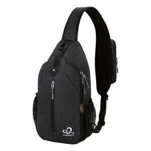 Crossbody Sling Backpack Sling Bag Travel Hiking Chest Bag Daypack (Black)